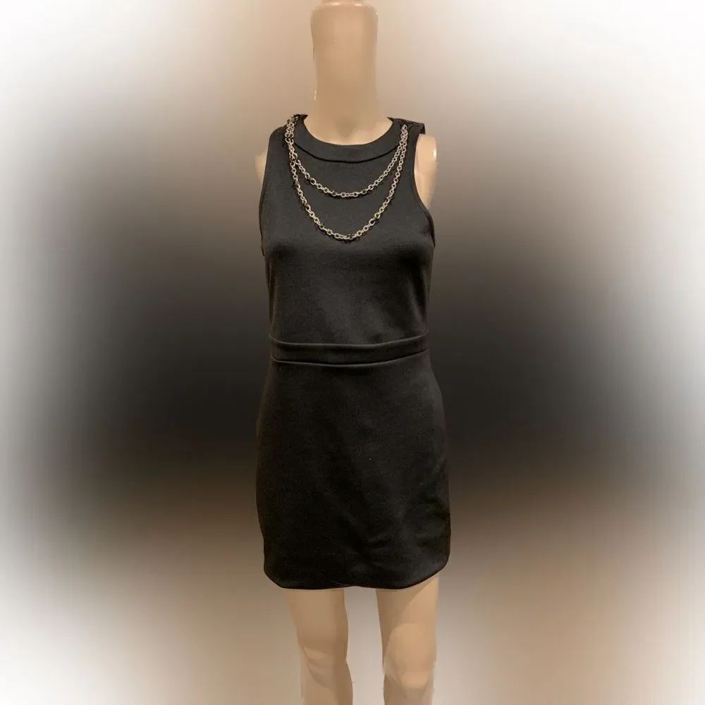 Topshop Bodycon Halter Dress Womens Size 8 Gold Chain Neck mini Sz 8